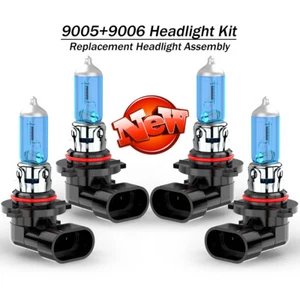 4x 9005 9006 Halogen Combo Headlight Bulbs High Low Beam Kit Extremely White - Picture 1 of 11