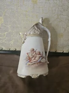 VINTAGE VERY RARE SIGNED BY JOSEF AHNE HAND PAINTED PORCELAIN PITCHER - Picture 1 of 15