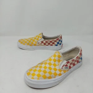 Vans Classic Slip On Checkerboard Skate Shoes Yellow Red Blue Punk Size 7.5 - Picture 1 of 6