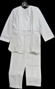 White Pantsuit Scalloped Edge 12 Nurses Uniform Premier Scrub Top Set 5573 New - Picture 1 of 4