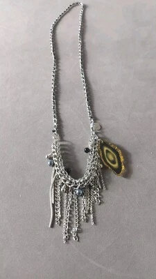 Collar Boho Multi Capas Flecos Calvin Klein Trenzado Cadena Plata De Colección  Foto 1 de 4