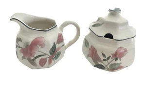 Mikasa Kontinentale Seidenblumen Sahne Zucker Set. Zucker- und Milchkännchen mit Deckel F3003 - Bild 1 von 5