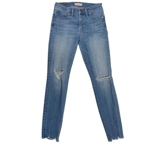 MADEWELL Cool Sexy 9" Mid-Rise Skinny Jeans Frankie Wash Torn Knee 28" Lean Legs - Picture 1 of 17