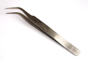 Tweezer fine tip curved stainless steel 12cm kame LS-15 professional tool x 2pcs - Picture 1 of 3