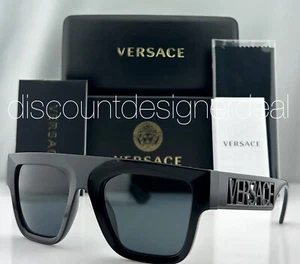 Versace Square Flat-top Sunglasses VE4430U GB1/87 Black Frame Gray Lens 53mm - Picture 1 of 8
