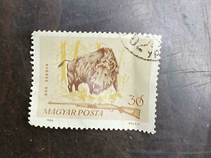 Vintage Postage Poste Magyar Stamp Hungary 1964 Forest Animals Boar Hunt Gun 