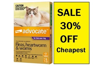 Advocate 6 pack Cat Kitten over 4kg Fleas Heartworm Worms Treatment Purple 6pk - Picture 1 of 1
