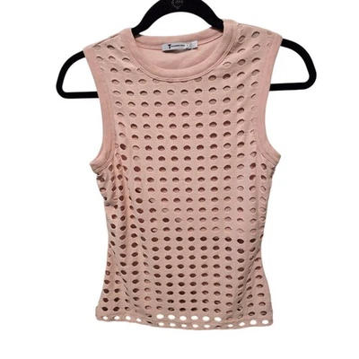 Camiseta sin mangas T Alexander Wang para mujer pequeña rosa corte láser elástico diseñador lujo usada en excelente estado Foto 1 de 4