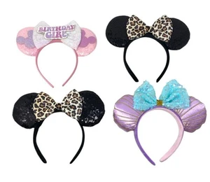 Lot of 4 Disney Headband Ears Mermaid - Birthday Girl - Leopard Cheetah (2) - Picture 1 of 10