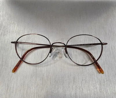 Óculos Marchon Flexon 623 marrom café redondo armação de metal completa 46-19 135 - Imagem 1 de 4