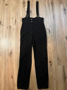 Vtg 90s Frederick's of Hollywood Black High Waist Suspender Overalls 13/14 - Picture 1 of 9