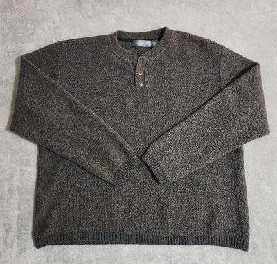 Suéter tejido vintage Oscar De La Renta Henley para hombre XL mezcla de algodón hecho en EE. UU. Foto 1 de 4