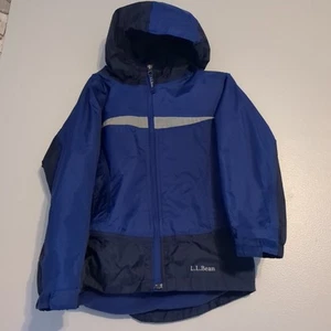 LL Bean Blue Packable Rain Coat Windbreaker Boys Size 8 Blue Outdoor Nylon Hood - Picture 1 of 10