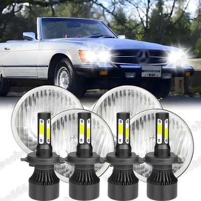 For Mercedes-Benz 380SL 450SL 560SL 4PCS 5.75" Round LED Headlights Hi/Lo Beam - Image 1 of 4