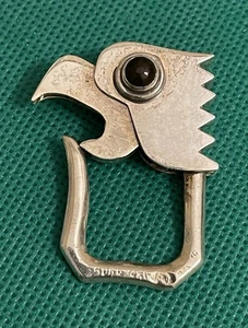 Taxco Tigers Eye Sterling Silver  .925 Eagle/Parrot KeyChain KeyRing Mexico - Picture 1 of 7