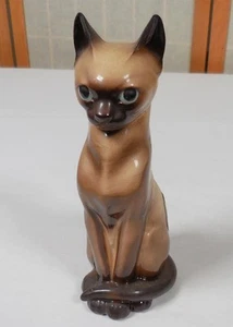 Estatuilla de gato siamés sentado de cerámica Hagen-Renaker con etiqueta, 7-1/4" de alto - Imagen 1 de 10