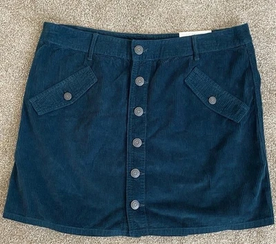High Waist A-Line Skirt By American Eagle Sz 18 NWT Green Button Front Corduroy - Image 1 of 2