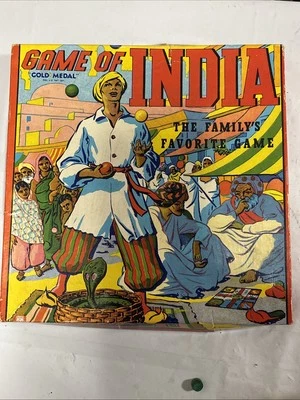 1938 Game Of India Transogram Co Board Game Parcheesi Complete. Gold Medal 1078 - Image 1 of 4