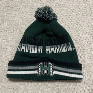 Gorro gorro tejido puño pompón invierno guerreros arco iris de la Universidad de Hawaii. - Imagen 1 de 4