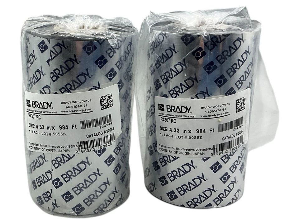 Lote 2x Cinta Brady R4307 4.33 in X 984 ft Transferencia Térmica Negra Foto 1 de 2