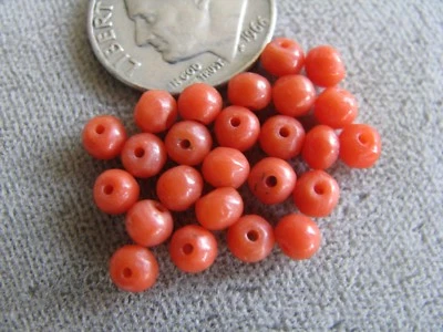 Lot of 25 Antique NaturaI Italian Coral Beads Orange 3-3.5mm - Image 1 of 4