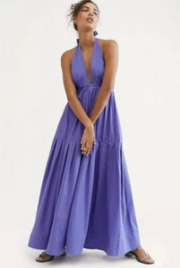 NWT Free People Made For You Purple Halter Neck Maxi Dress Size Large Z523-14 - Picture 1 of 3