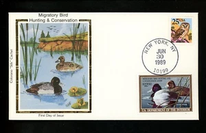 US FDC #RW56 Federal Duck Colorano 1989 New York NY Unofficial HC Lesser Scaup - Picture 1 of 2