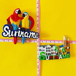 SURINAME / 2ER SET HANDGEFERTIGTE KÜHLSCHRANKMAGNETE AUS KUNSTHARZ / SOUVENIR - Bild 1 von 4