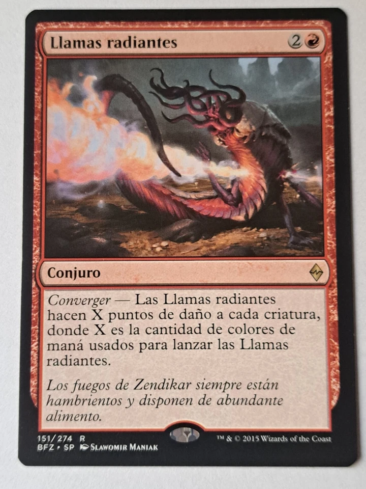 Llamas radiantes (Radiant Flames) - MTG Spanish BFZ Rare (EX) - Imagen 1 de 1