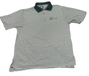 Footjoy Mens Polo Shirt Small Green White Short Sleeve Striped Embroidered Logo - Picture 1 of 8