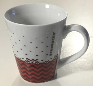 2013 Starbucks Red Hearts & Chevron Valentine's Holiday 12 oz Coffee Mug Tea Cup - Picture 1 of 4