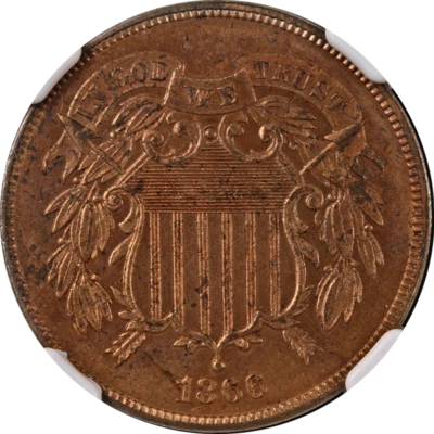 1866 Two (2) Cent Piece Proof NGC PF64 RB Great Eye Appeal Strong Strike - Image 1 of 4