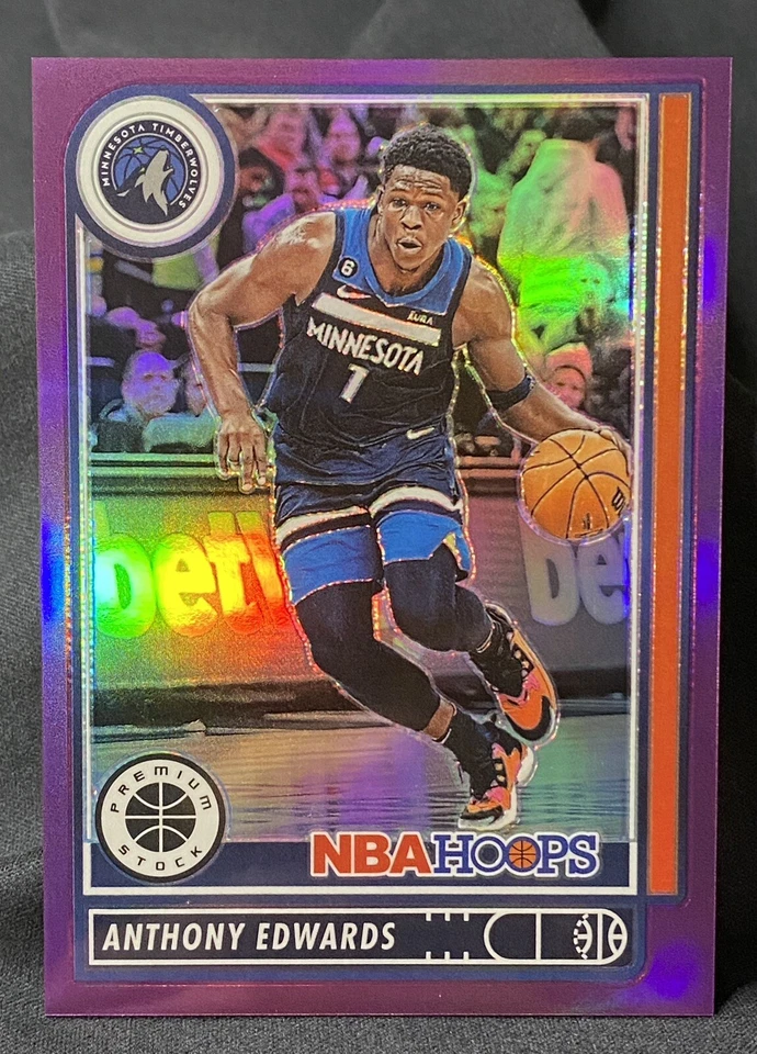 2022-23 Chronicles Hoops Premium Stock #587 ANTHONY EDWARDS /49 Purple PRIZM SP - Image 1 of 4