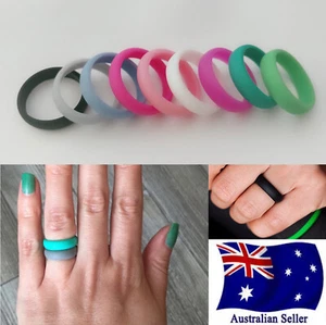 1pc Silicone Rubber Unisex 5.5mm Wedding Ring Flexible Band Sport Gym Safe Work - Picture 1 of 11
