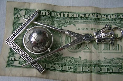 Freimaurer Anhänger   Globus Kompass Silber 925 - Bild 1 von 4