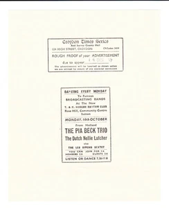 The Pia Beck Trio Rough Proof Advert T & H Modern Rhythm Club - Picture 1 of 2