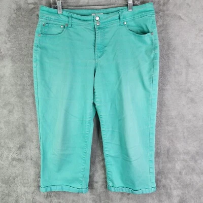 Pantalones capri de mezclilla contemporáneos Cato azul verdoso para mujer dobladillo enrollado corto talla 16 Foto 1 de 4