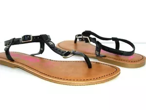 Kensie Girl 'Shelby' Women's Shoes Size 11M Black Patent Thong Sandals - Picture 1 of 5