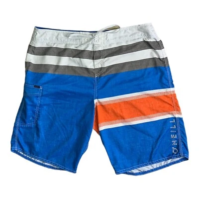 Bañador O'Neill Azul Gris Naranja Board Shorts Para Hombre Talla 40 Rayas Bloque Foto 1 de 4