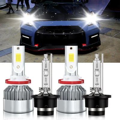 H11 D2S Faro LED HID Bombillas de haz alto bajo blanco para Nissan GT-R 2009-2014 Foto 1 de 4
