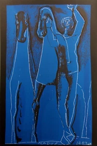 Marino Marini "Composition in Blue" Ltd Ed Commemorative1991 Fine Art Lithograph - Picture 1 of 8