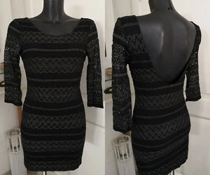 Dress Topshop Neckline Back Black And Gold Size 40 FR-12 UK Good Condition - Picture 1 of 8