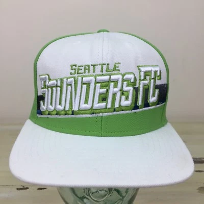 SEATTLE SOUNDERS FC - Adidas Lime Green & White SnapBack Flat Bill Soccer Hat - Image 1 of 4
