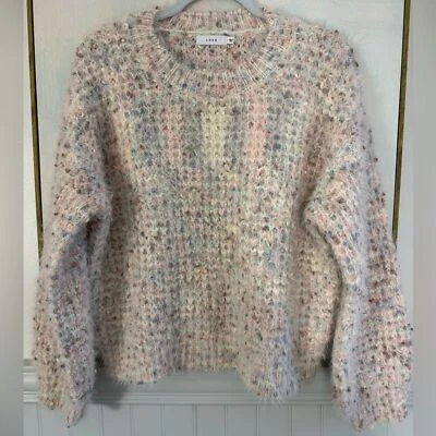 LUSH Pastel Knit Cozy Multicolor Sweater Pink Blue Cream Size Medium - Image 1 of 4