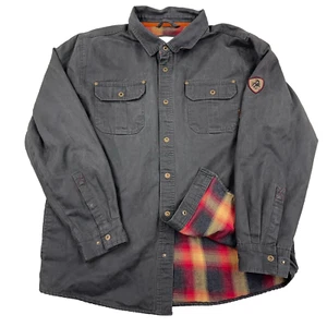 Legendary Whitetails Shacket Men XL Gray Faux Leather Flannel Lined Jacket Shirt - Picture 1 of 16