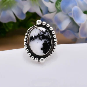 White Buffalo Turquoise 925 Sterling Silver Ring Handmad Jewelry Gift For Her - Picture 1 of 8