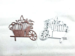 Autumn Wheelbarrow Pumpkin Halloween Metal Die Standard Thin Card Making Tag - Picture 1 of 1