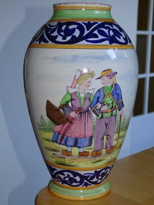 VINTAGE VASE CERAMIC FRANCE HB QUIMPER circa 1920s' Height: 11,40" - Image 1 of 4
