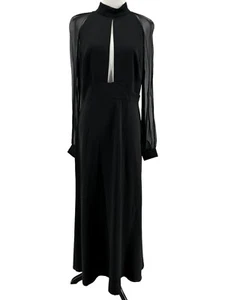 Jill Stuart Women's Black Sheer Long Sleeve Open Front Maxi Dress Size 10 - Picture 1 of 4