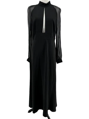 Jill Stuart Women's Black Sheer Long Sleeve Open Front Maxi Dress Size 10 - Imagem 1 de 4